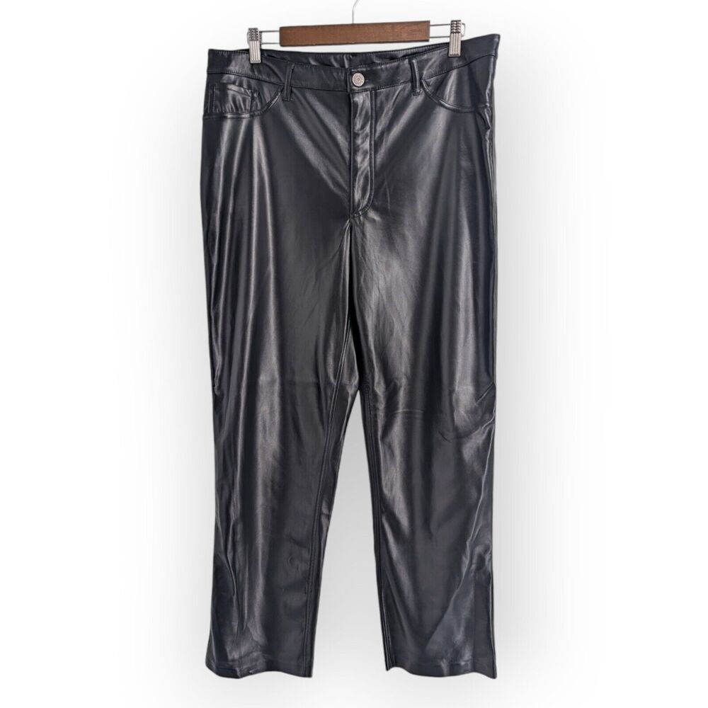 Joie Faux Leather Jeans Womens Size 14 Shiny Black Straight Leg Pants Mobwife